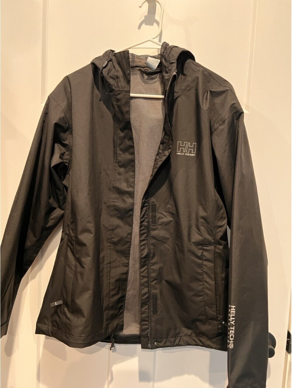 Helly Hansen Womens L Black Waterproof Rain Jacket Hooded Outdoor Shell